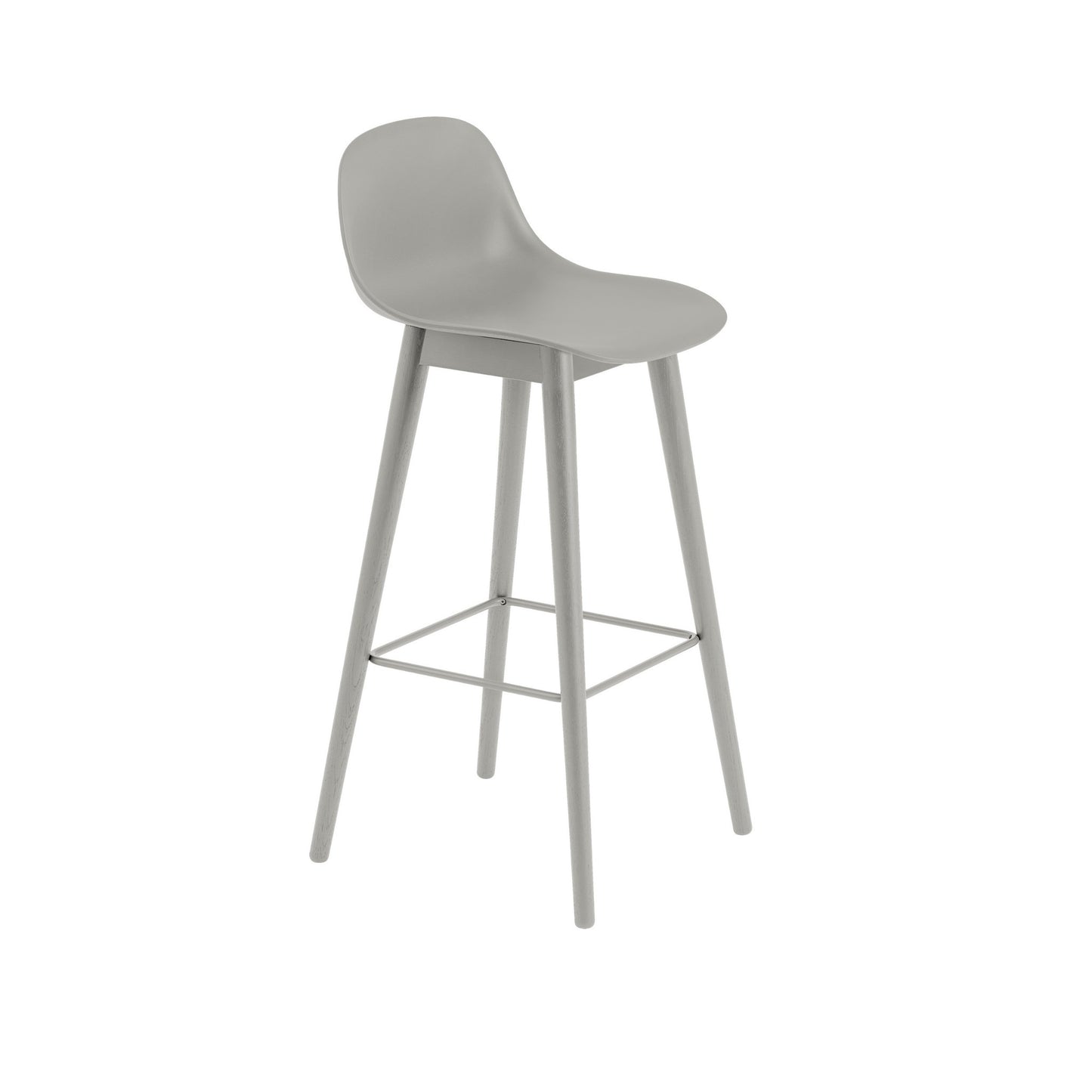 Fiber Bar Stool with Backrest / Wood Base H: 75cm / 29.5in
