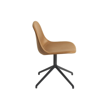 Fiber Side Chair / Black Swivel Base with Return, Upholstered
