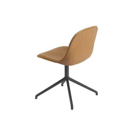Fiber Side Chair / Black Swivel Base with Return, Upholstered