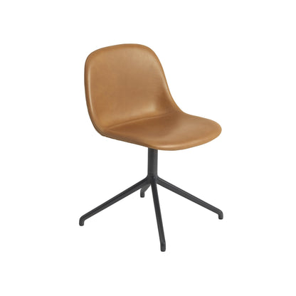 Fiber Side Chair / Black Swivel Base with Return, Upholstered