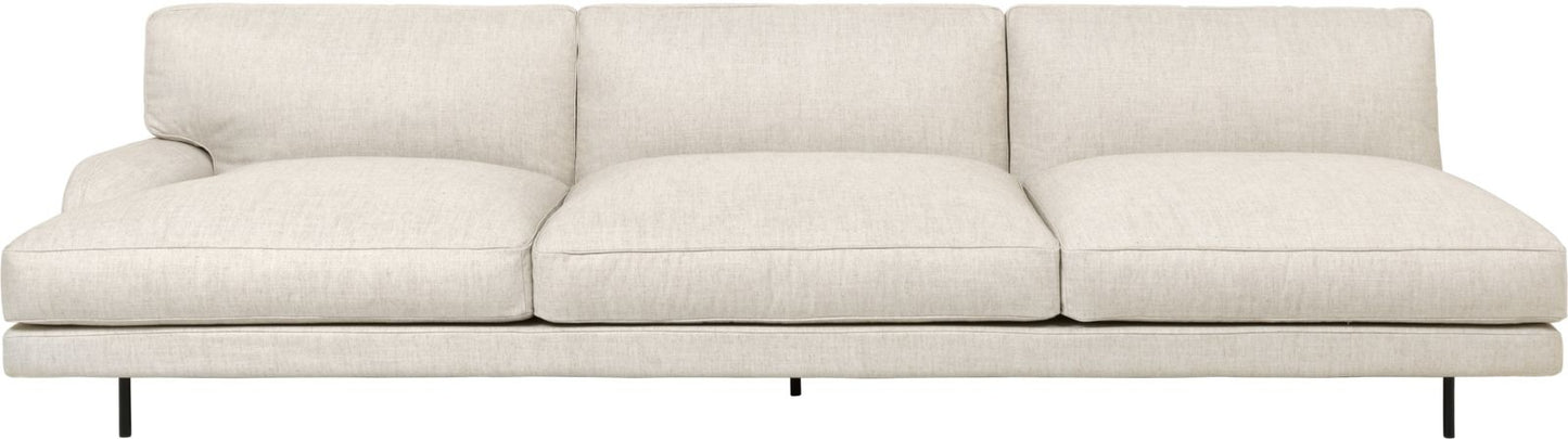 Flaneur Module - Fully Upholstered, 3-seater with left armrest, Black Matte Base