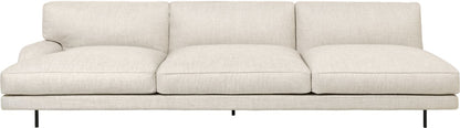 Flaneur Module - Fully Upholstered, 3-seater with left armrest, Black Matte Base