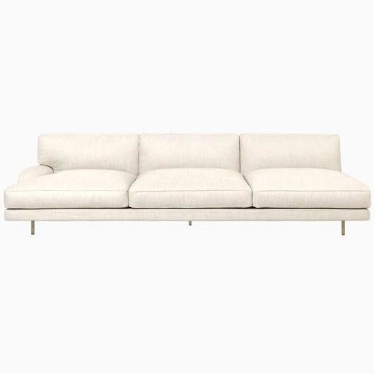 Flaneur Module - Fully Upholstered, 3-seater with left armrest, Antique Brass Base