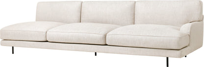 Flaneur Module - Fully Upholstered, 3-seater with right armrest, Black Matte Base