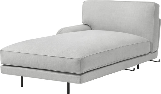 Flaneur Module - Fully Upholstered, Chaise Lounge with right armrest, Black Matte Base