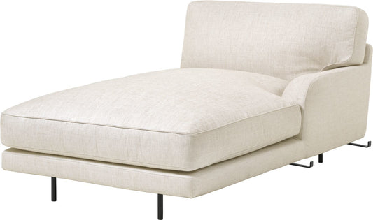 Flaneur Module - Fully Upholstered, Chaise Lounge with Left Armrest, Black Matte Base