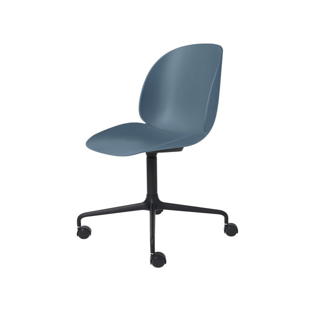 Beetle Meeting Chair - Un-Upholstered, 4-star w. castors, Black Matte Base