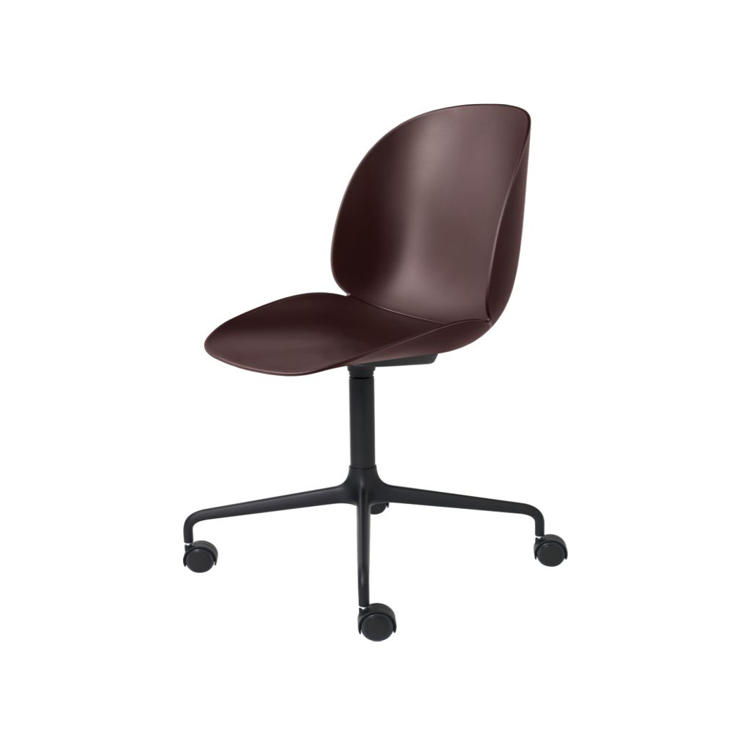 Beetle Meeting Chair - Un-Upholstered, 4-star w. castors, Black Matte Base