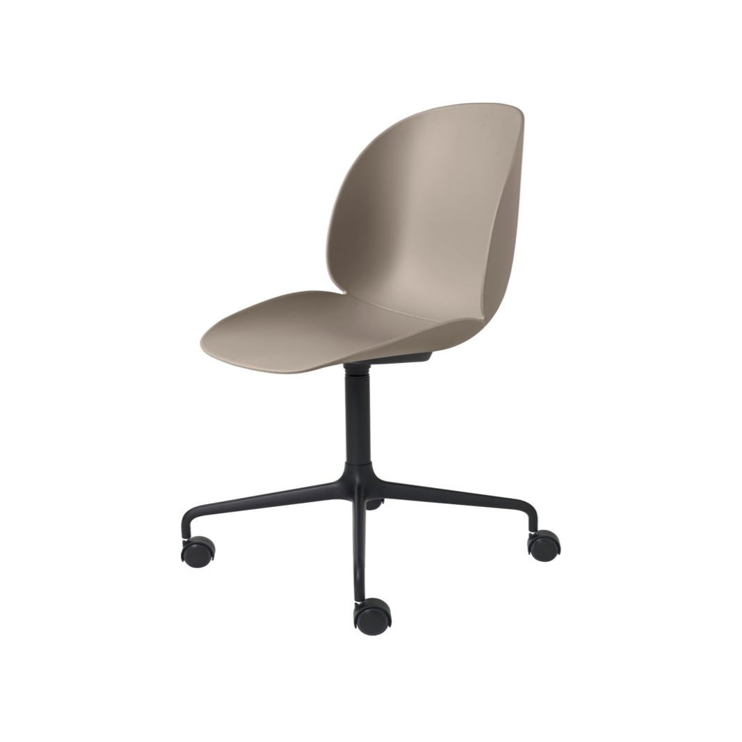Beetle Meeting Chair - Un-Upholstered, 4-star w. castors, Black Matte Base
