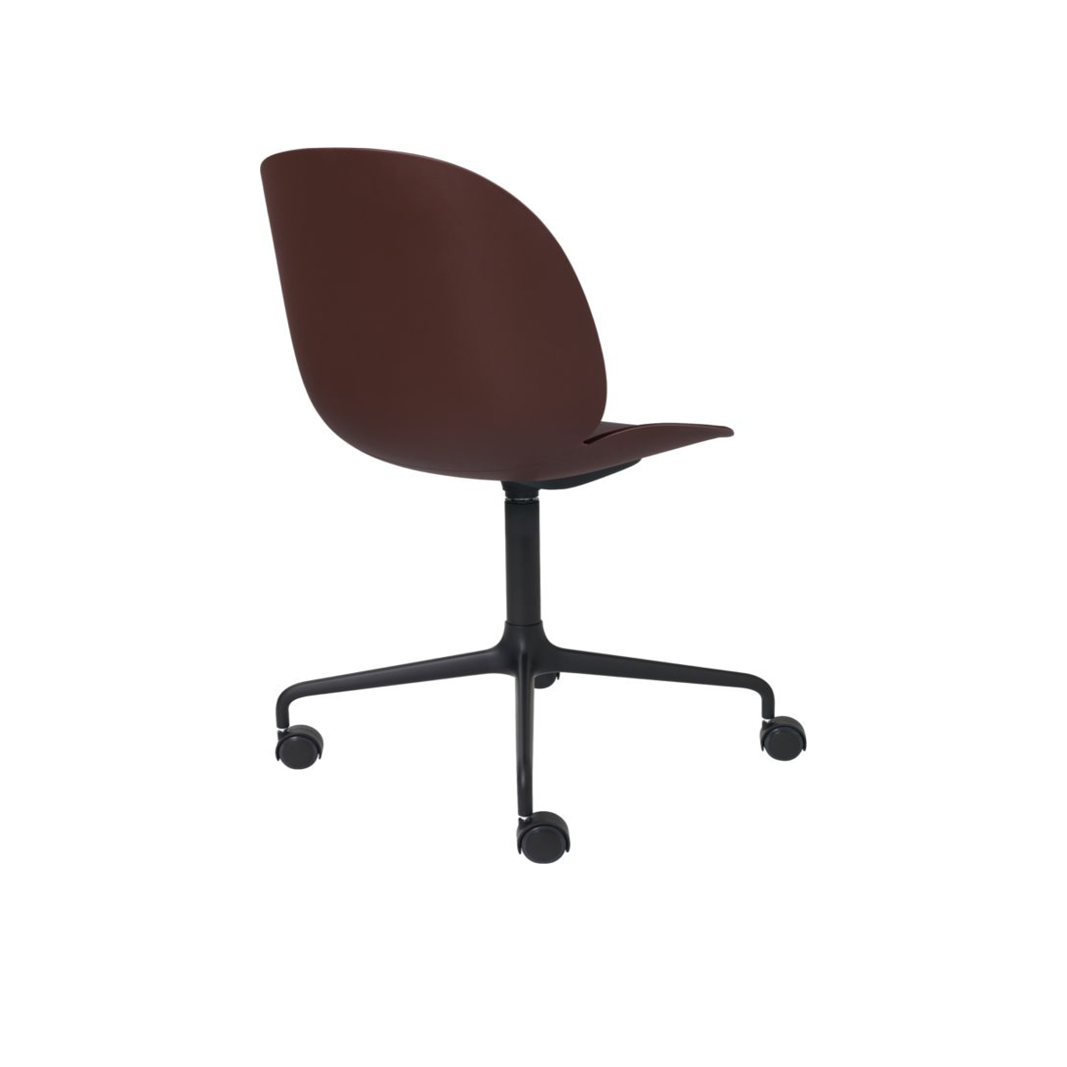 Beetle Meeting Chair - Un-Upholstered, 4-star w. castors, Black Matte Base