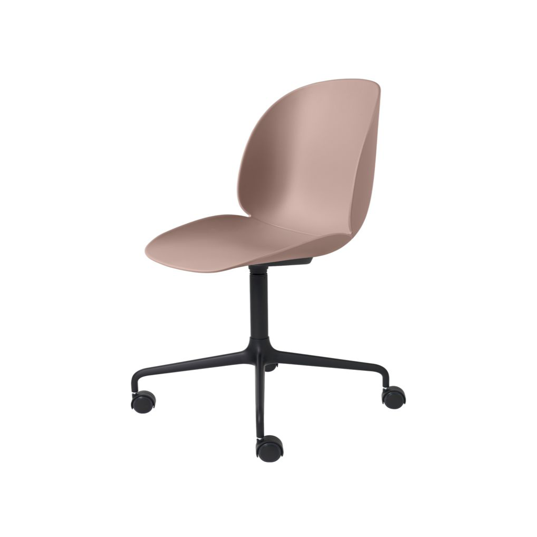 Beetle Meeting Chair - Un-Upholstered, 4-star w. castors, Black Matte Base