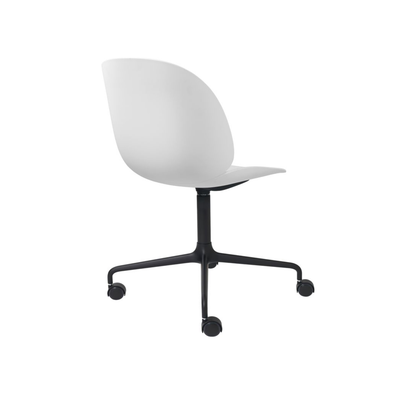 Beetle Meeting Chair - Un-Upholstered, 4-star w. castors, Black Matte Base