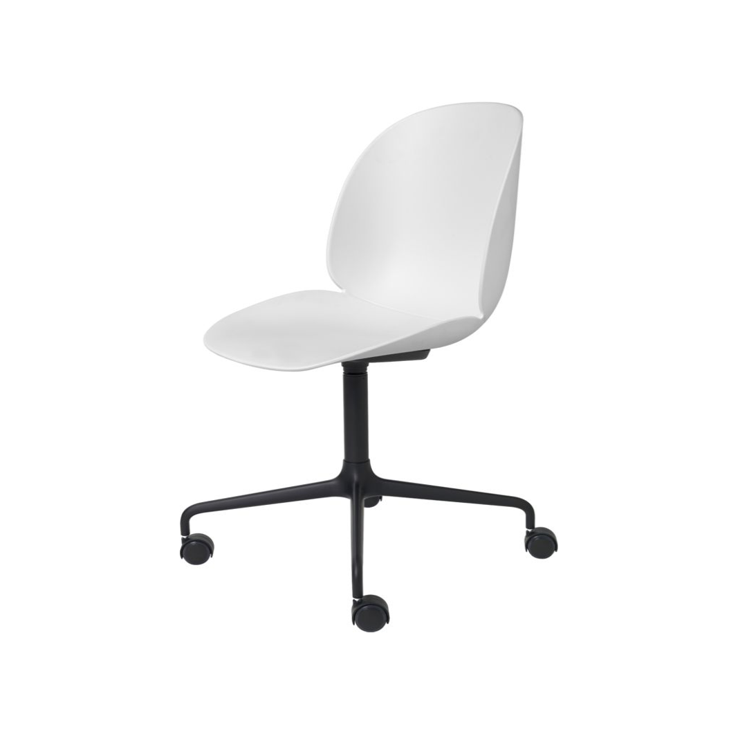 Beetle Meeting Chair - Un-Upholstered, 4-star w. castors, Black Matte Base