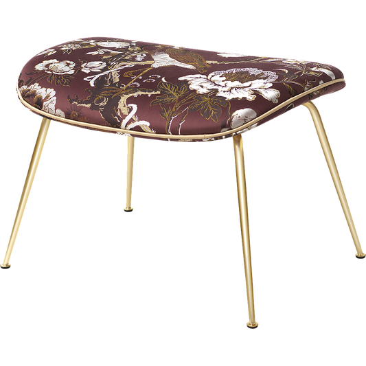 Beetle Ottoman - Fully Upholstered, Conic Base, Antique Brass Base