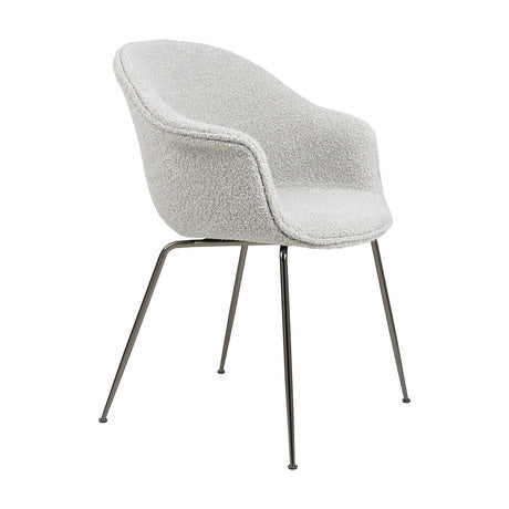 Bat Dining Chair - Fully Upholstered, Conic base, Black Chrome Base