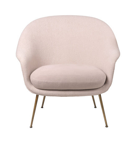 Bat Lounge Chair - Fully Upholstered, Low back, Conic base, Antique Brass