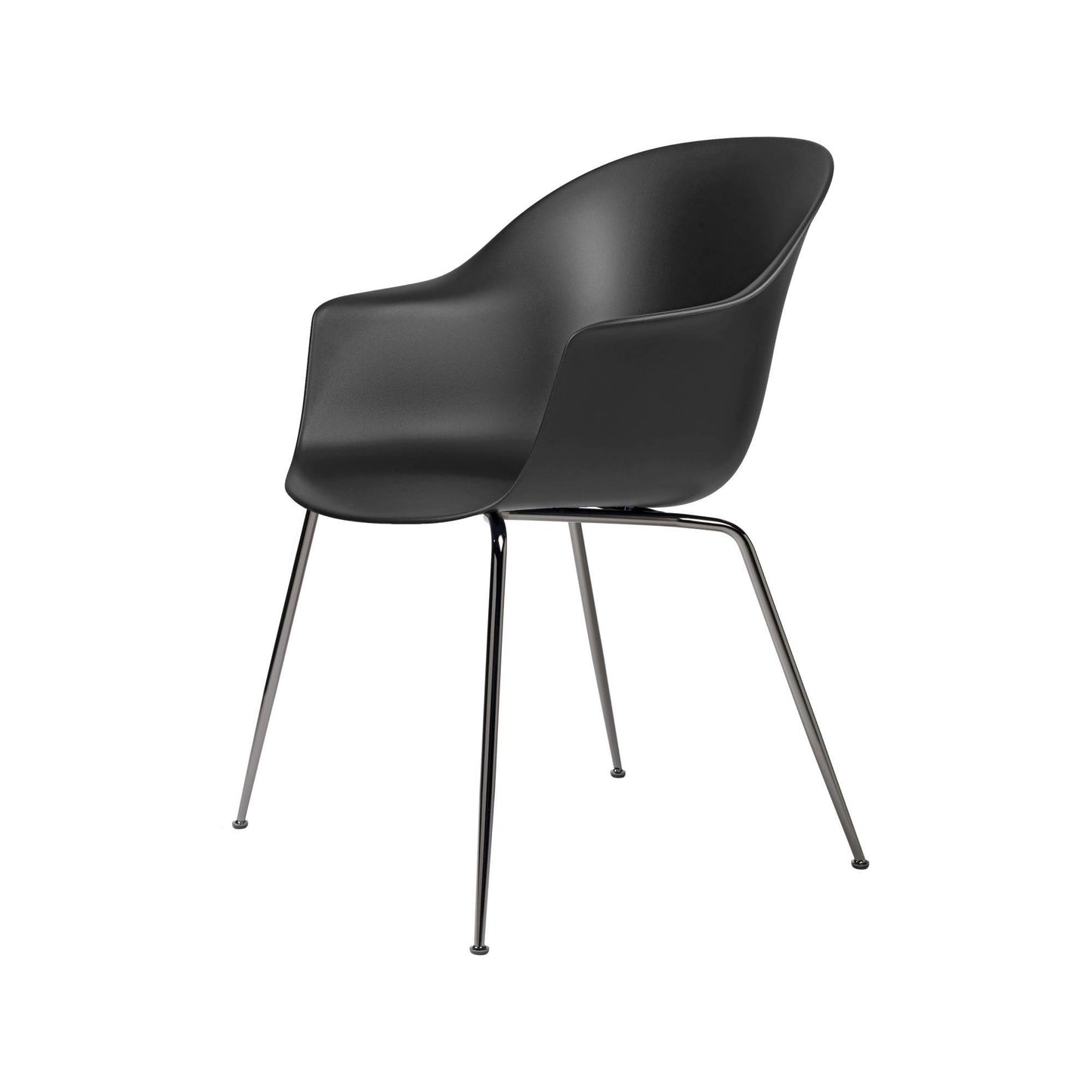 Bat Dining Chair, Conic base, Black Chrome Base, Felt Glides