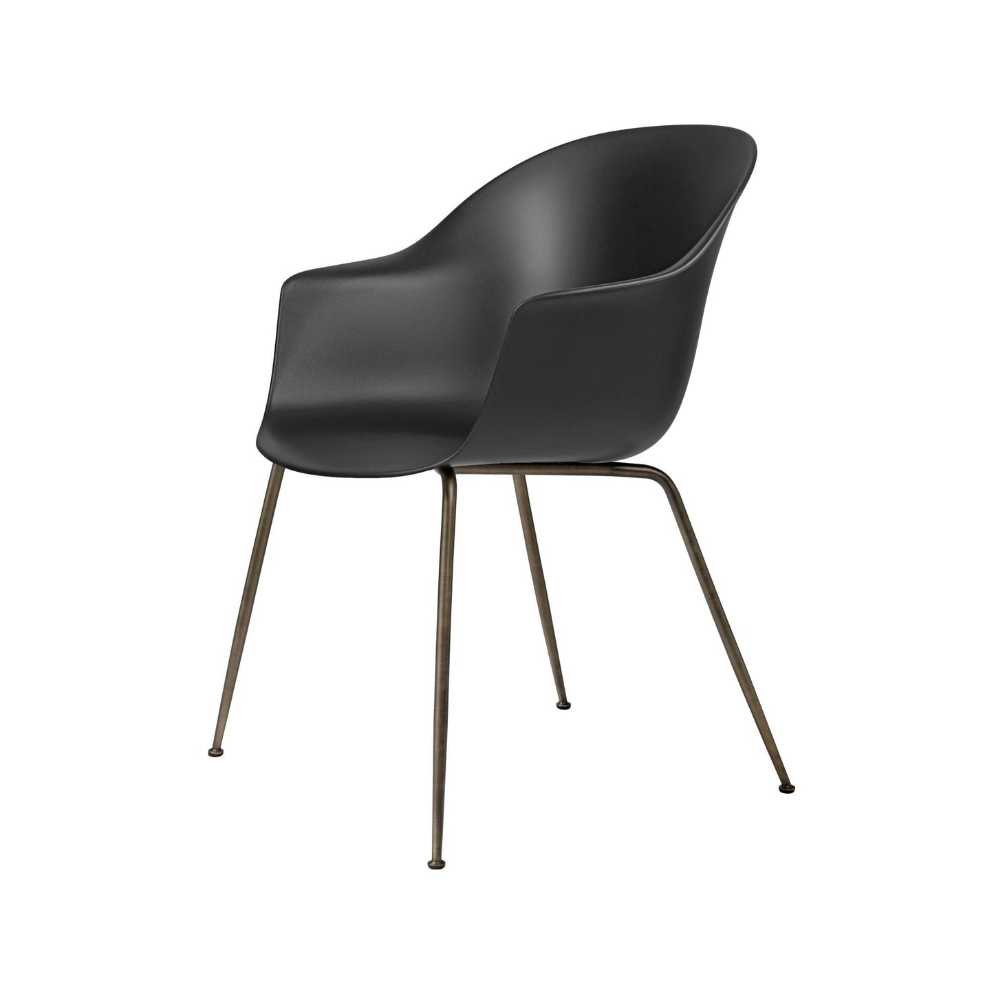 Bat Dining Chair, Conic base, Antique Brass Base, Plastic Glides