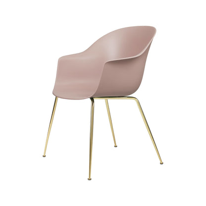 Bat Dining Chair, Conic base, Brass Semi Matte Base, Plastic Glides