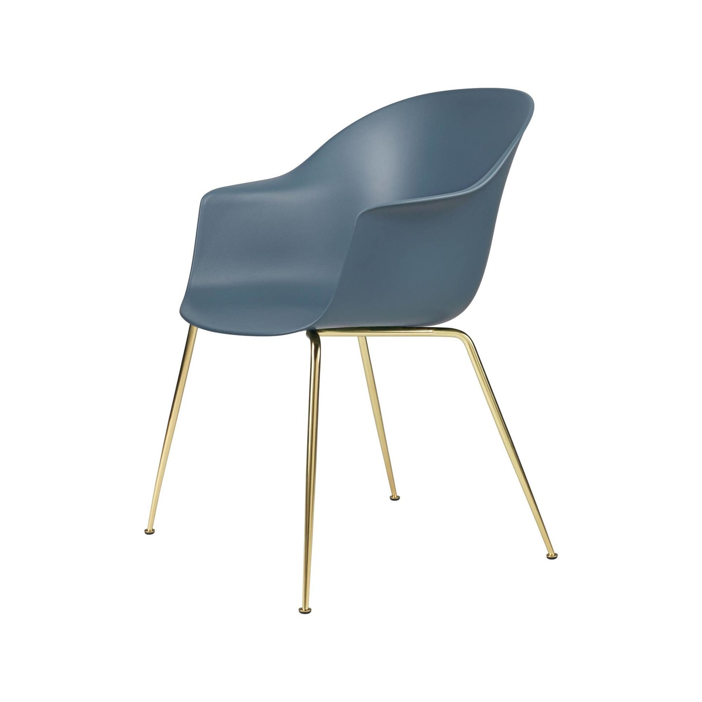 Bat Dining Chair, Conic base, Brass Semi Matte Base, Plastic Glides