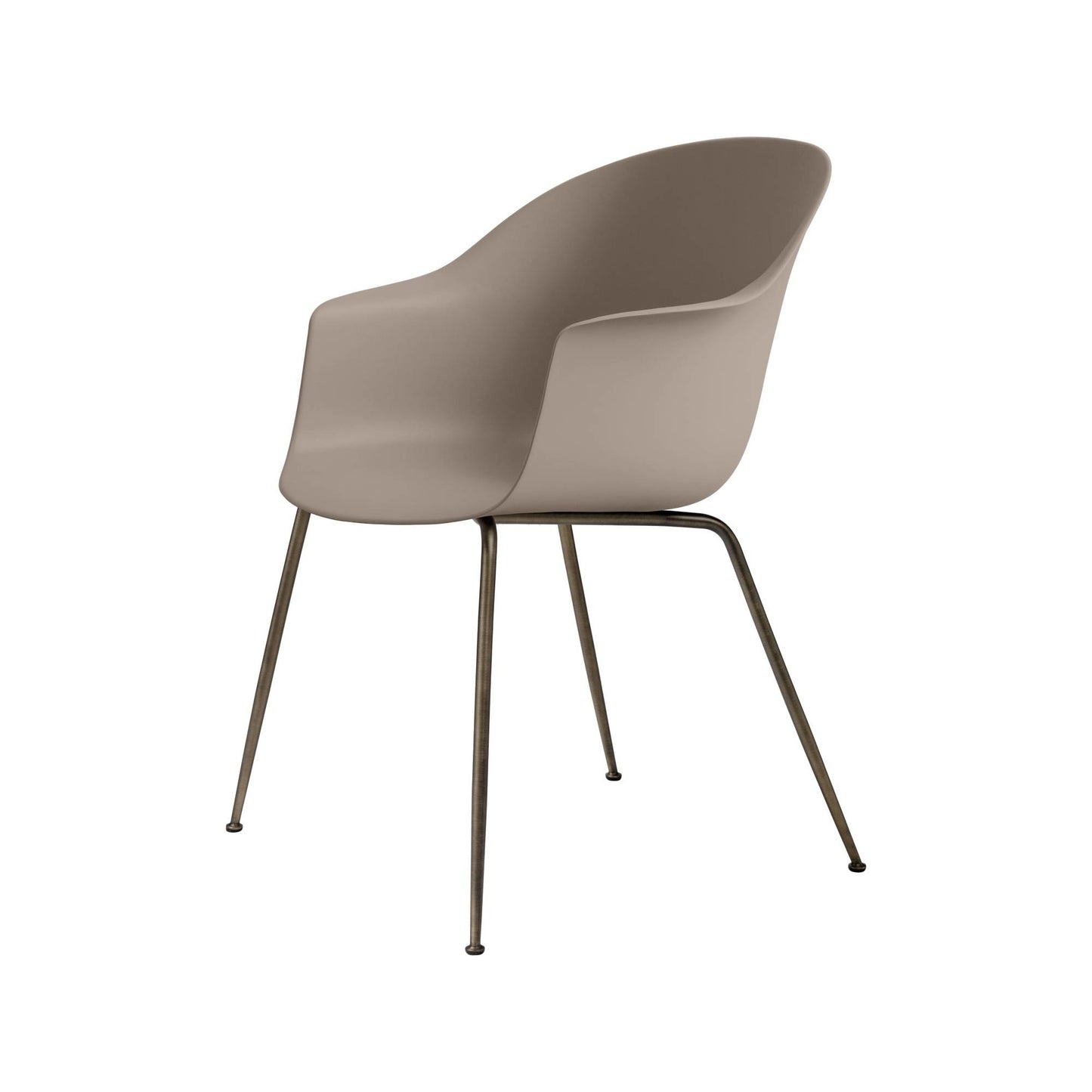 Bat Dining Chair, Conic base, Antique Brass Base, Plastic Glides