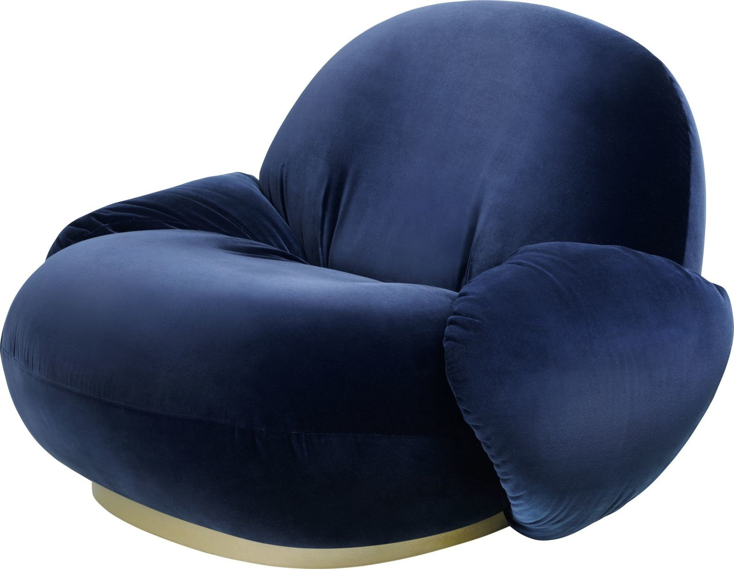 Pacha Lounge Chair with armrest - Fully Upholstered, Pearl Gold, Returning Swivel