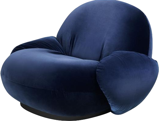 Pacha Lounge Chair with armrest - Fully Upholstered, Black Semi Matte