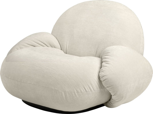 Pacha Lounge Chair with armrest - Fully Upholstered, Black Semi Matt, Returning Swivel