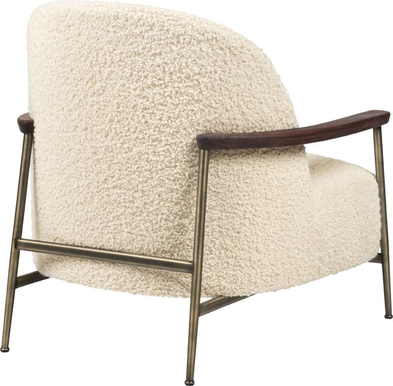 Sejour Lounge Chair - Fully Upholstered, With armrests, Antique Brass Base