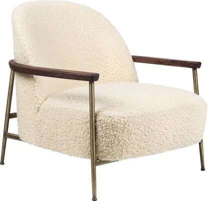 Sejour Lounge Chair - Fully Upholstered, With armrests, Antique Brass Base