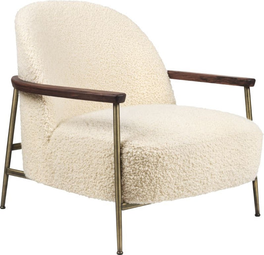 Sejour Lounge Chair - Fully Upholstered, With armrests, Antique Brass Base