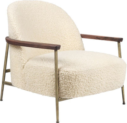 Sejour Lounge Chair - Fully Upholstered, With armrests, Brass Semi Matt Base