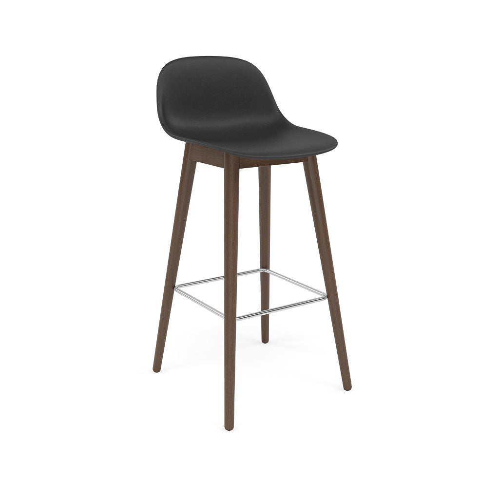 Fiber Bar Stool with Backrest / Wood Base H: 75cm / 29.5in