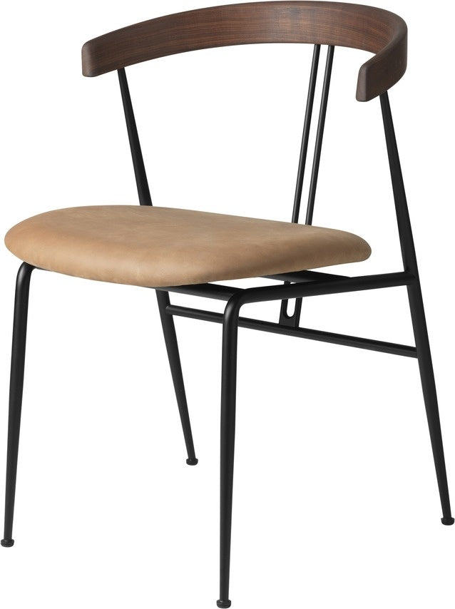 Violin Dining Chair - Seat Upholstered, Wood backrest