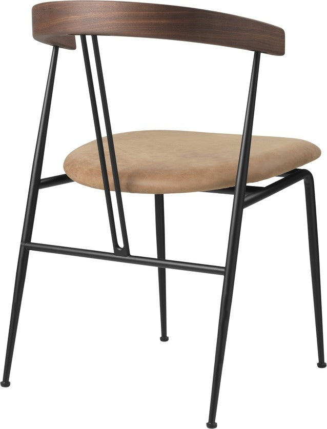 Violin Dining Chair - Seat Upholstered, Wood backrest