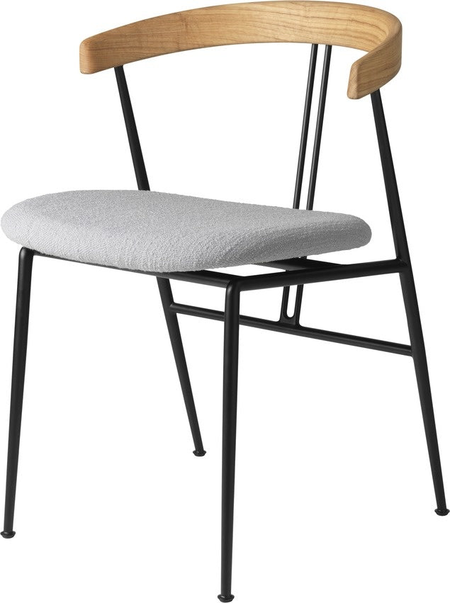 Violin Dining Chair - Seat Upholstered, Wood backrest