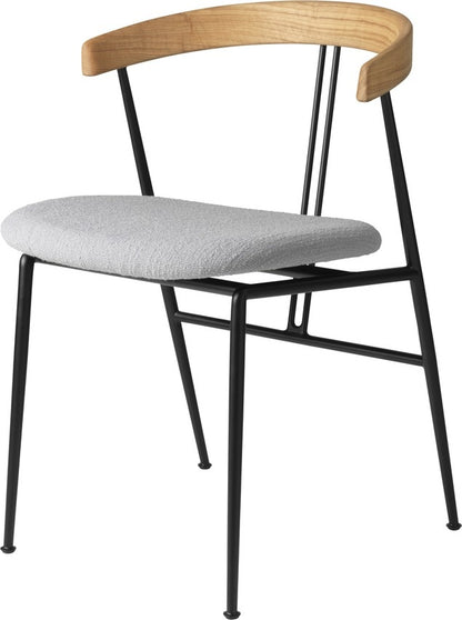 Violin Dining Chair - Seat Upholstered, Wood backrest