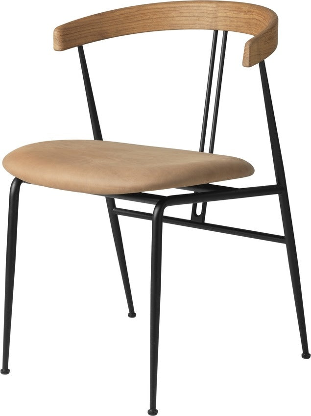 Violin Dining Chair - Seat Upholstered, Wood backrest